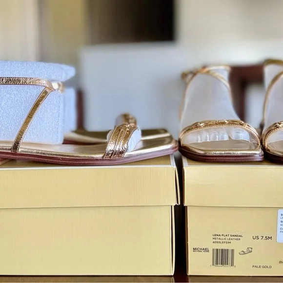 ✨ NEW Michael Kors Square Toe Sandals – Pale Gold ✨ - Picture 13 of 15